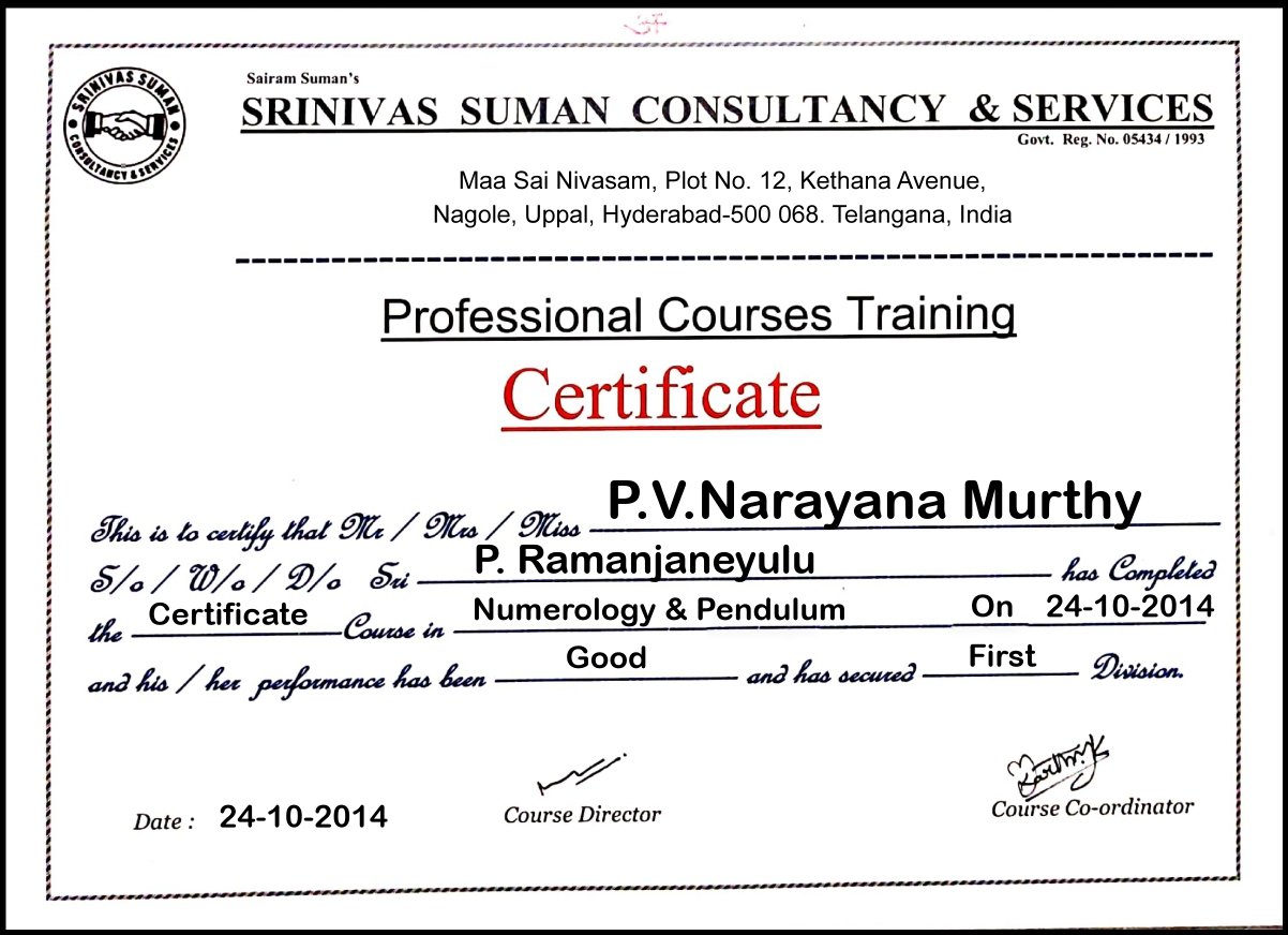 Numerology Certificate